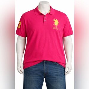 U.S. Polo Assn Men’s 3X Pink Polo Shirt Big Logo Preppy Golf Casual